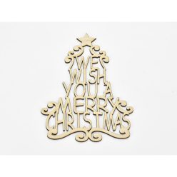   Natúr fa - "We wish you a ..." karácsonyfa koszorúra 20cm