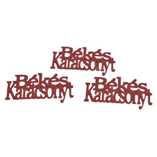 Filc - "Békés Karácsony" felirat  piros 3db/csomag