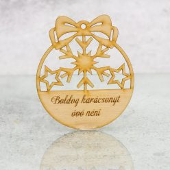 Natúr fa - Egyedi gravíros karácsonyi fa dísz 2 soros