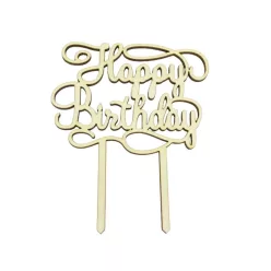   Natúr fa - "Happy Birthday" torta beszúró 11,5x14,5cm