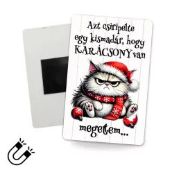   Nyomtatott dekorkarton - Morcos macska "Azt csiripelte.." hűtőmágnes