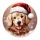 Nyomtatott fa tábla koszorú közép - Karácsonyi golden retriever 11,8cm