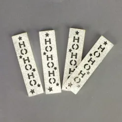 HOHOHO feliratos biléta 4db/csomag - ezüst csillámos