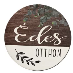   Nyomtatott fa tábla koszorú közép - Édes otthon eukaliptusz 11,8