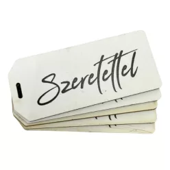   Nyomtatott dekorkarton - Szeretettel biléta fehér 5db/csomag