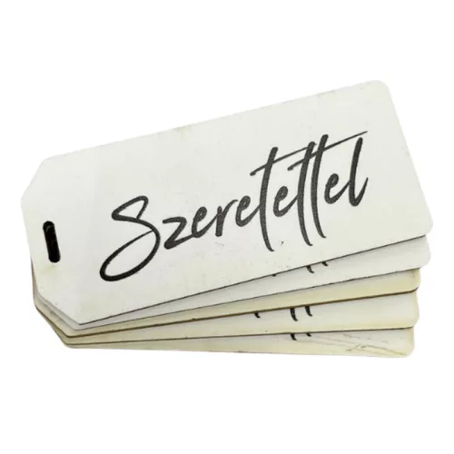 Nyomtatott dekorkarton - Szeretettel biléta fehér 5db/csomag