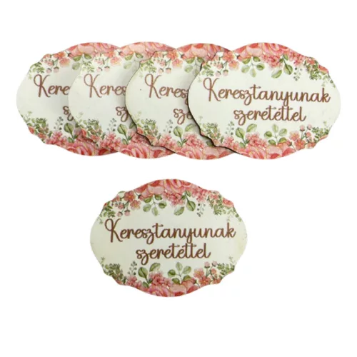 Nyomtatott fa tábla - Keresztanyunak szerettel 5db/csomag