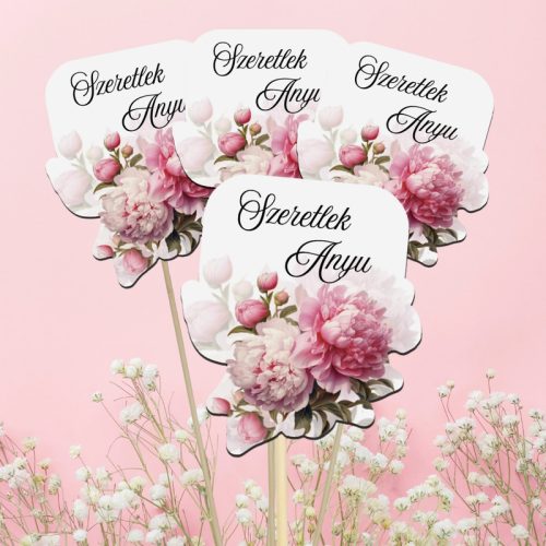 Nyomtatott dekorkarton - Szeretlek anyu virágos tábla 4db/cs