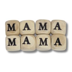     Nyomtatott fa  dobókocka natúr - MAMA felirattal 2szett/csomag