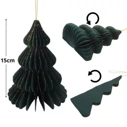Karácsonyfa dekoráció papír 15cm