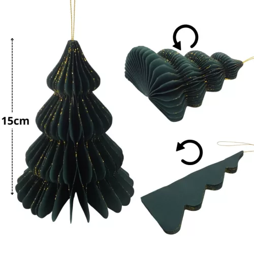 Karácsonyfa dekoráció papír 15cm