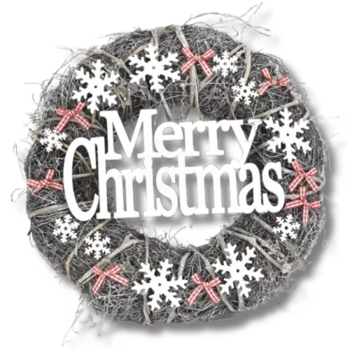 Ajtókopogtató "Merry Christmas" szürke 30cm