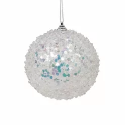 Fehér glitteres karácsonyfadísz 10cm 48/#