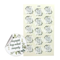   Matrica - köszönjük, hogy velünk... - zöld leveles 15db/lap