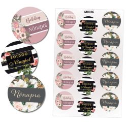 Matrica - Boldog nőnapot kerek matricák 15db/lap