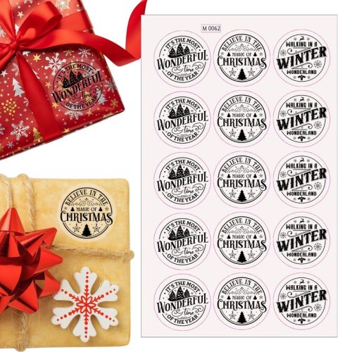 Matrica - Átlátszó karácsonyi matrica 15db/lap