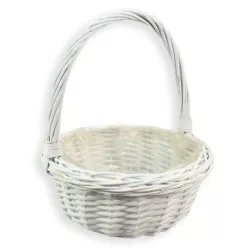 Fonott kosár fehér 38cm - kerek