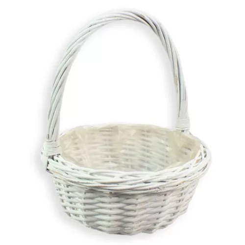 Fonott kosár fehér 38cm - kerek