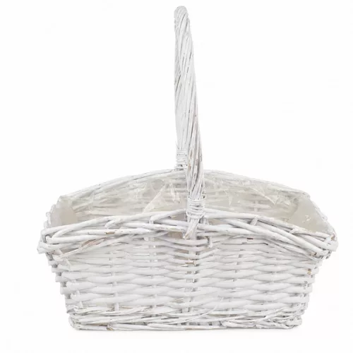 Fonott kosár fehér 35cm - szögletes