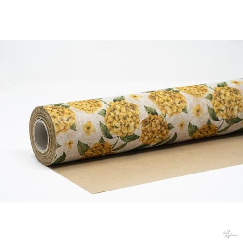 Csomagolópapír vízálló hortenzia mintás papír 750mmx25m sárga