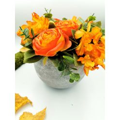 Virágok kerámia kaspóban (narancssárga)