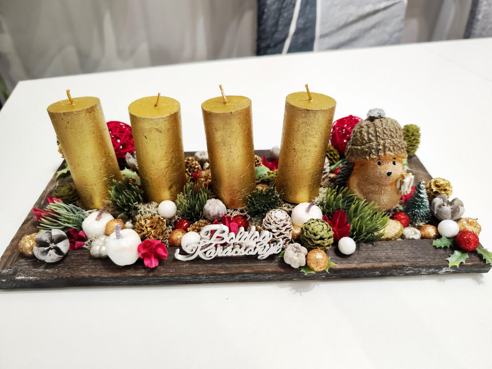   Téli dekoráció - Karácsonyi Sünis DIY Adventi Asztaldísz - Csinál Magad Csomag
