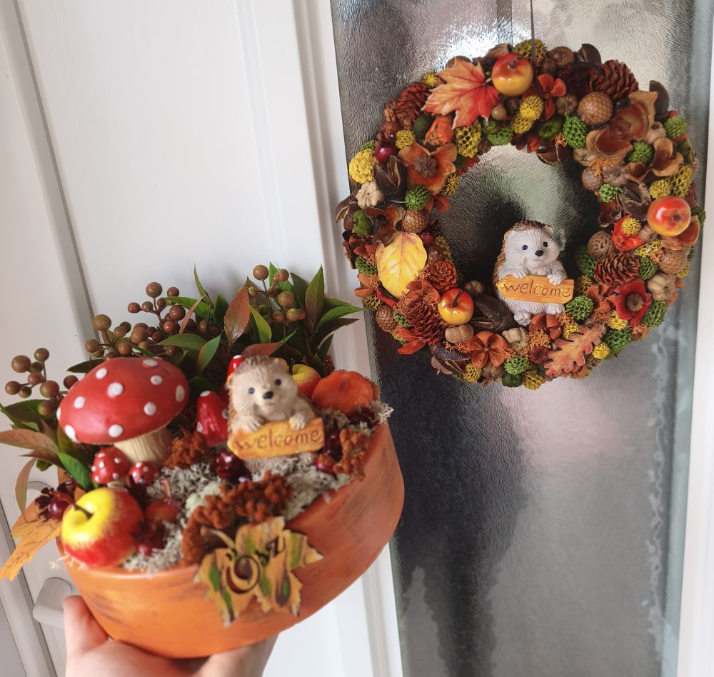   Őszi Süni Páros – DIY Csináld Magad Ajtó- és Asztaldísz Szett
