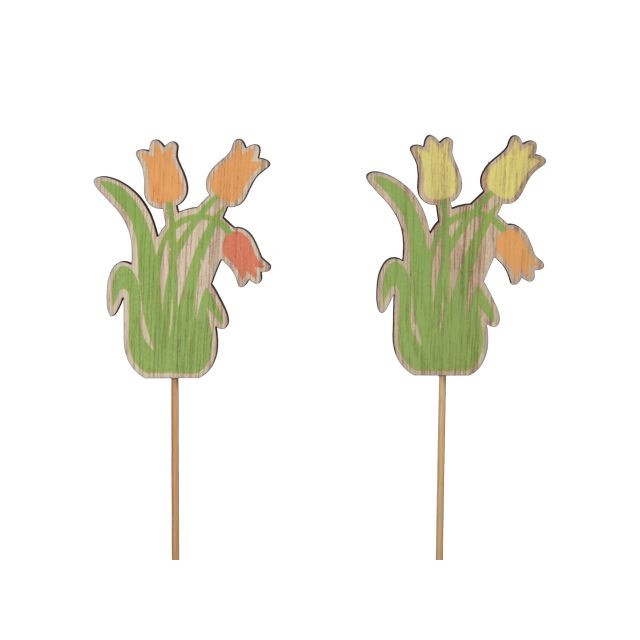 Virág tulipán betûzõs fa 7,5 cm zöld, narancssárga 2 féle S/16