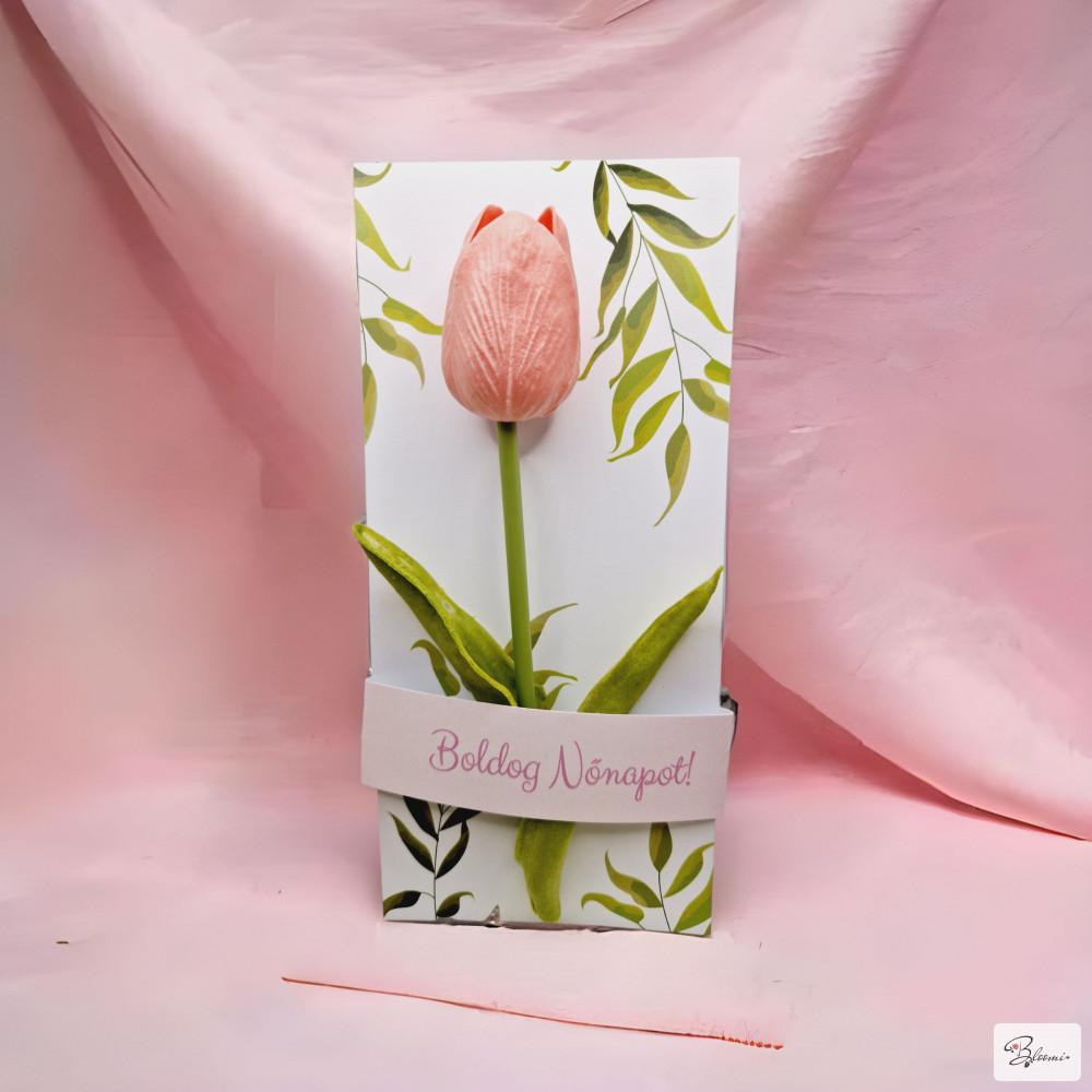 Nőnapi tulipános köszöntő (7 féle színben)