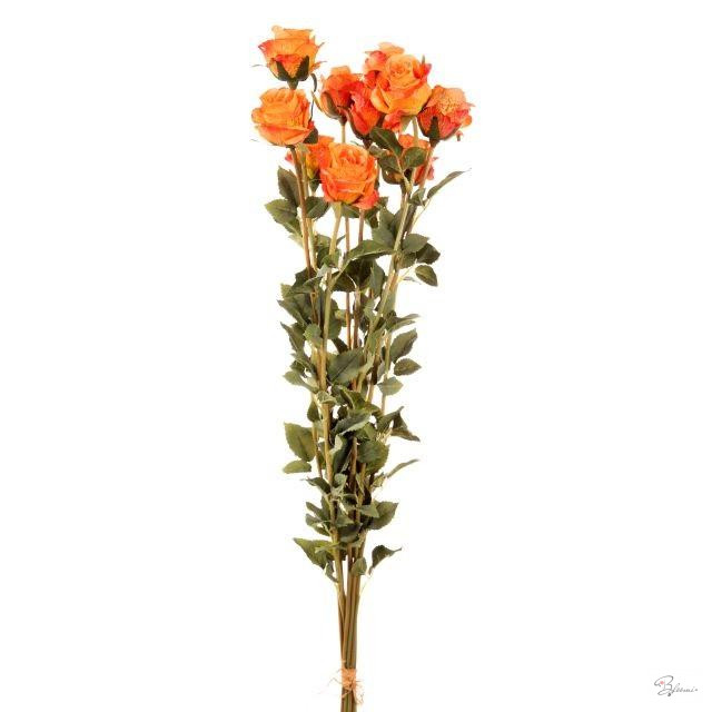 Selyemvirág Rózsa 10 szálas mûanyag 78cm narancs SSS