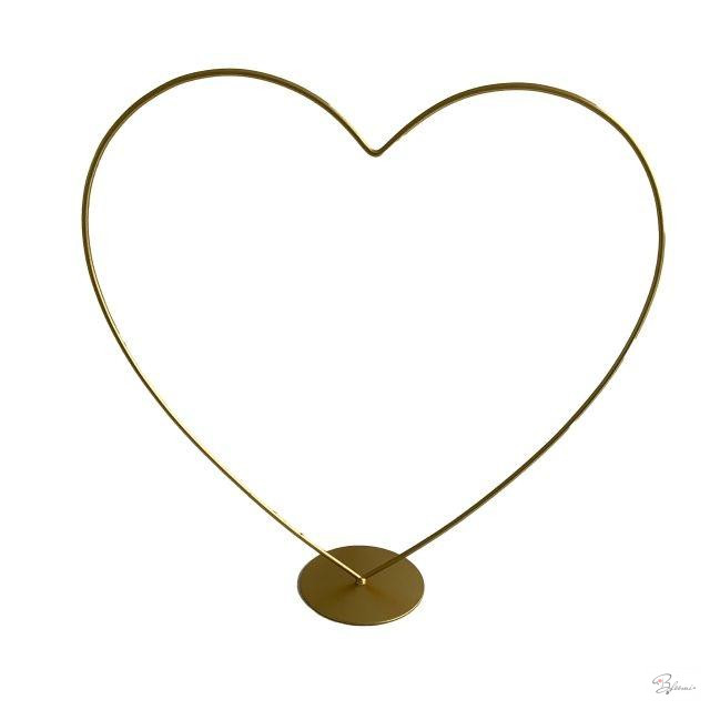 Állvány szív alakú fém 25 cm arany