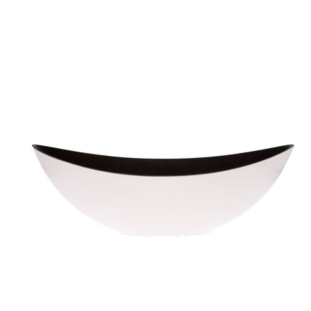 Csónak alakú kaspó, mûanyag, 39x12x13 cm, fehér
