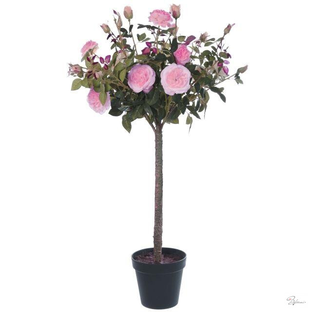 Selyemvirág törzses rózsafa mûanyag kaspóban mûanyag 121cm rózsaszín @