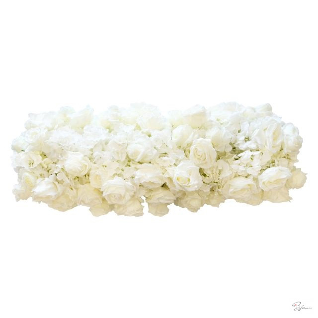 Asztaldísz selyemvirággal mûanyag 100x35 cm fehér