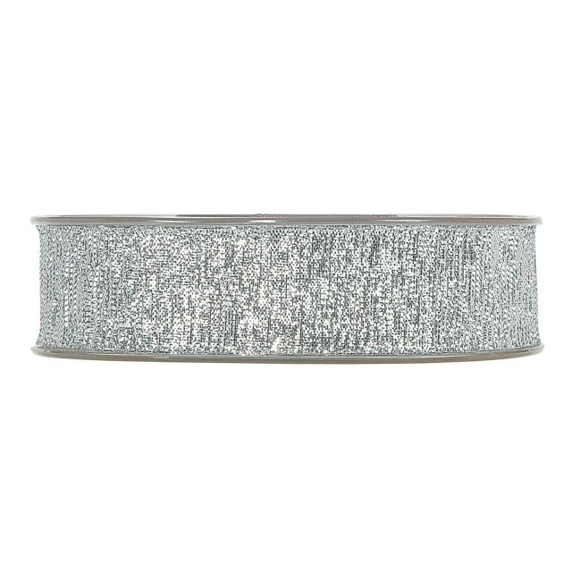 Szalag csillogós textil 25 mm x 15 m ezüst